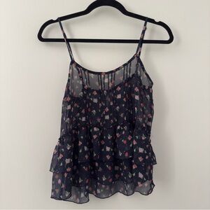 Aeropostale 2013 Floral Tiered Tank Sleeveless Shirt Blouse Top Size Small S
